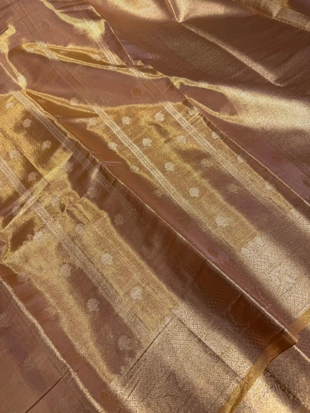 Light Gold Kathan Tissue Silk Zari Buta Banarasi Saree