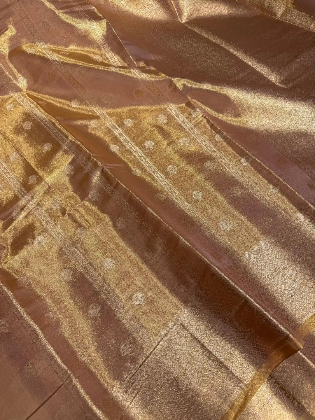 Light Gold Kathan Tissue Silk Zari Buta Banarasi Saree