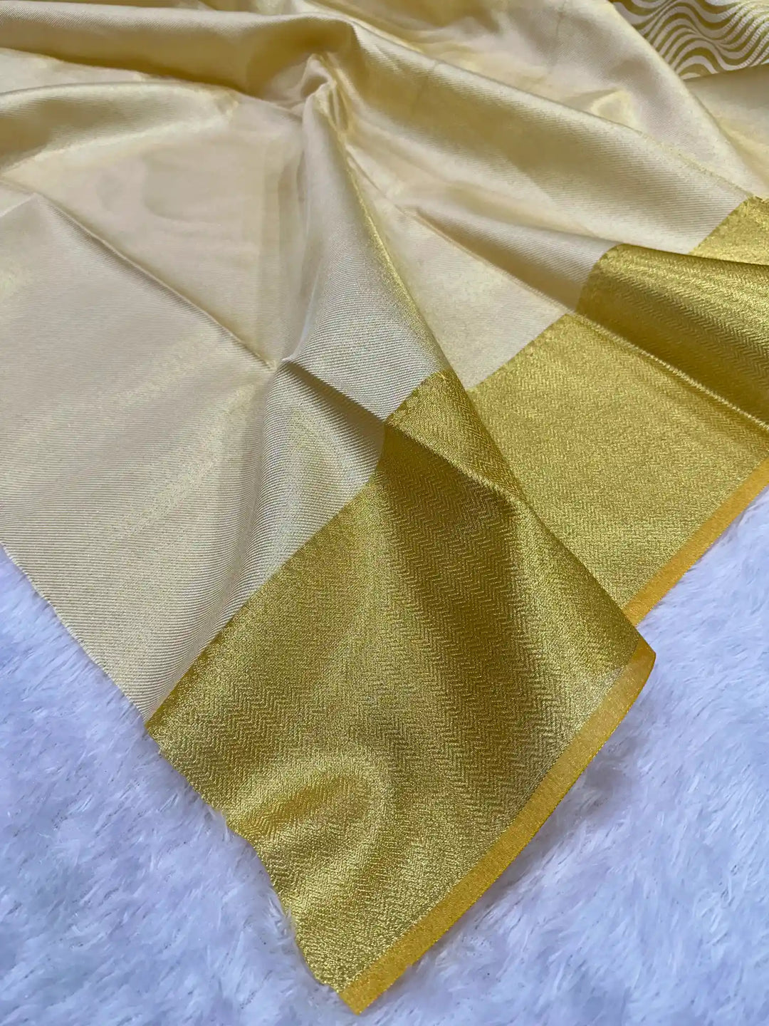 Light Gold Leheriya Kanjivaram Tissue Saree