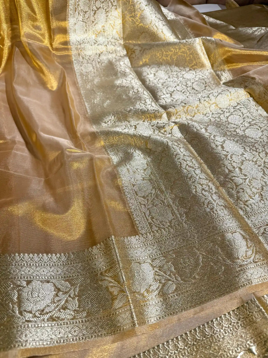 Light Gold Tissue Silk Banarasi Saree