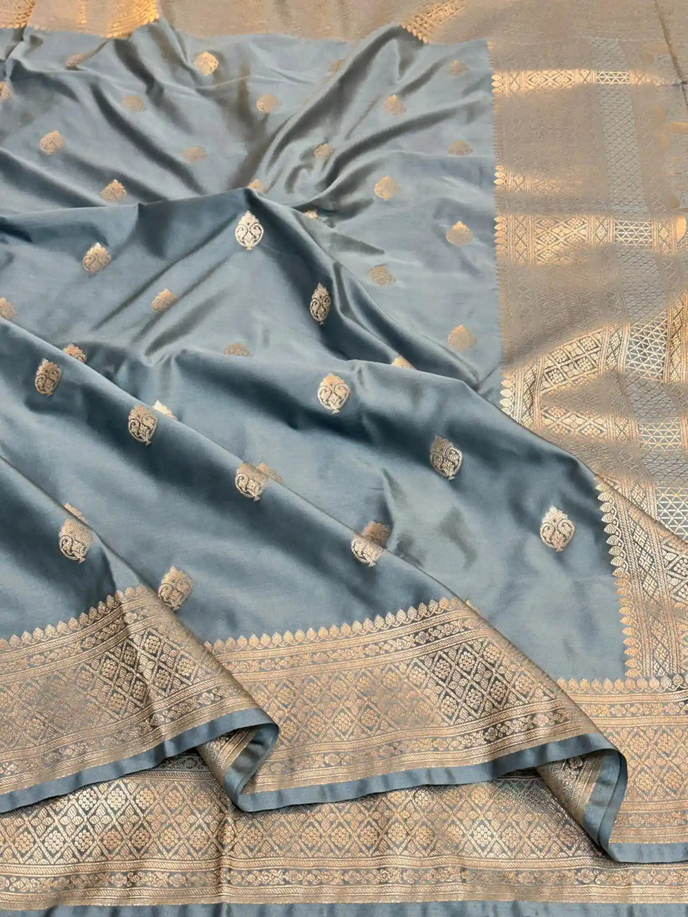 Light Grey Premium Mashru Katan Saree
