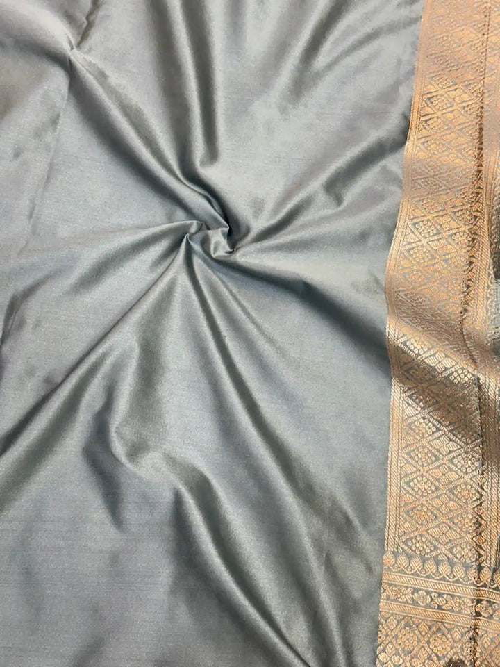 Light Grey Premium Mashru Katan Saree