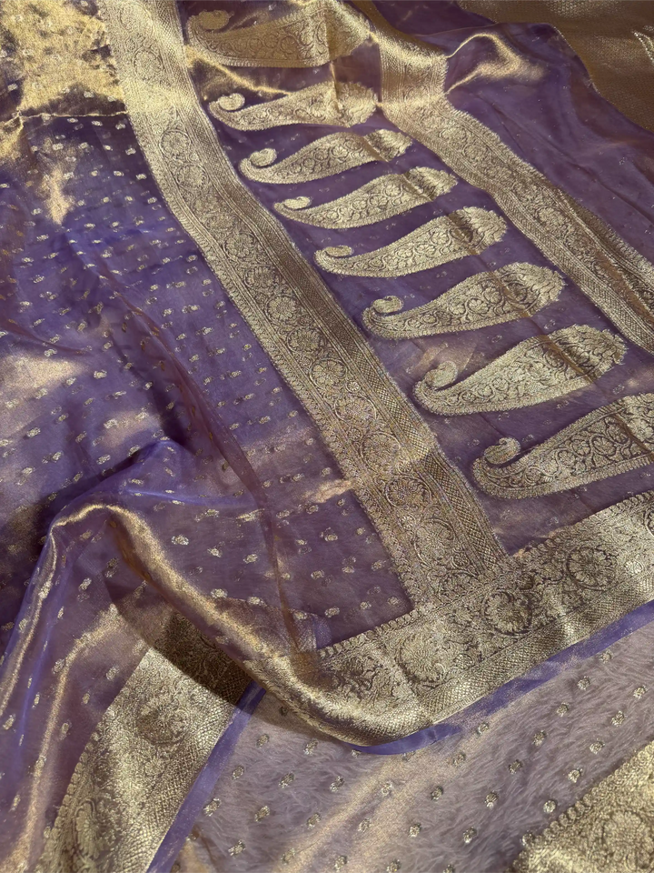 Light Lavender Pure Tissue Silk Eccentric Banarasi Saree 