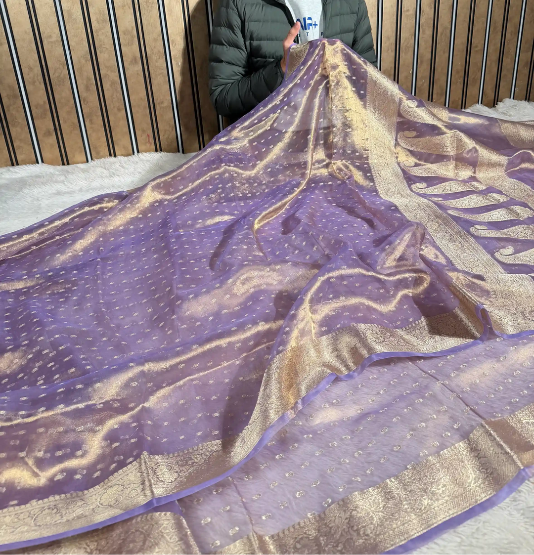 Light Lavender Pure Tissue Silk Eccentric Banarasi Saree 