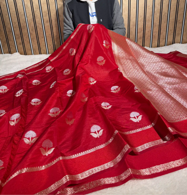 Light Maroon Chinia Silk Heritage Banarasi Saree