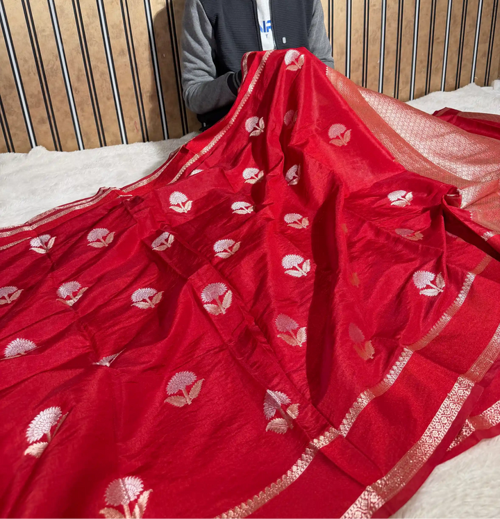 Light Maroon Chinia Silk Heritage Banarasi Saree