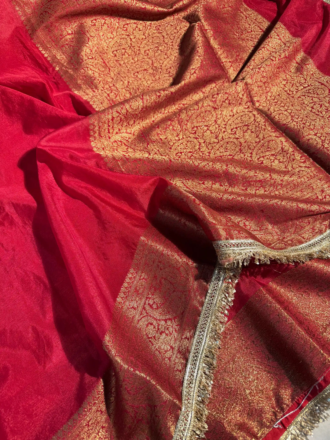 Light Maroon Chiniya Silk Designer Banarasi Saree