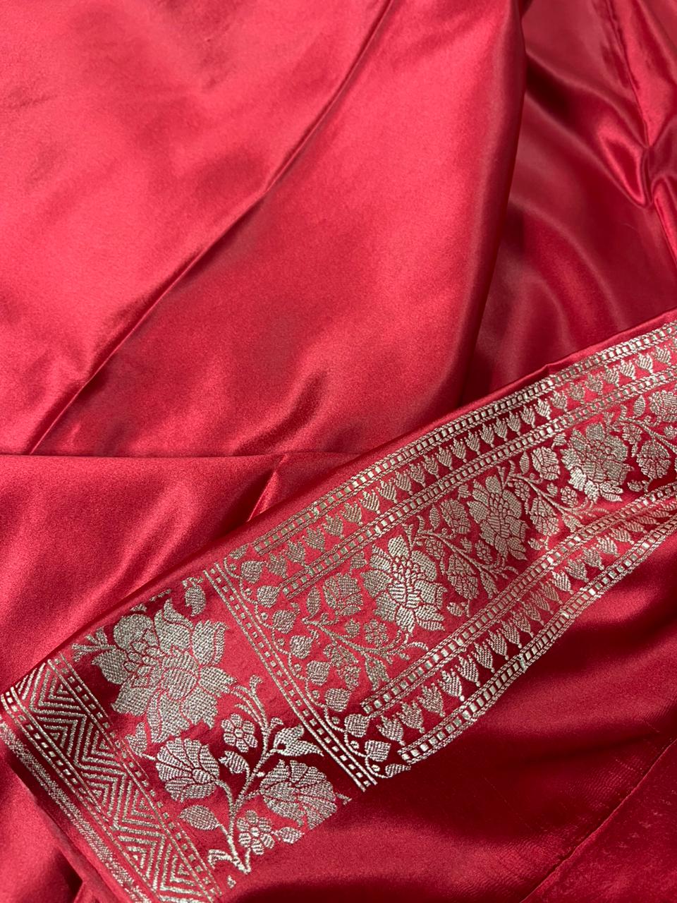 Light Maroon Mashru Katan Silk Eccentric Buta Banarasi Saree