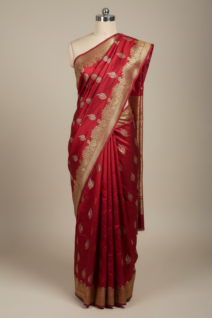 Light Maroon Shade Warm Silk Traditional Banarasi Saree