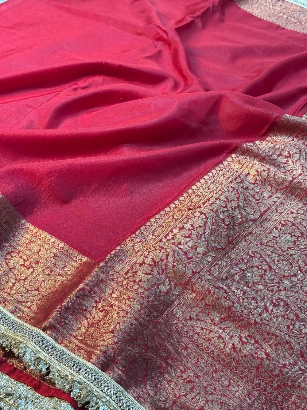 Light Maroon Warm Silk Designer Banarasi Saree