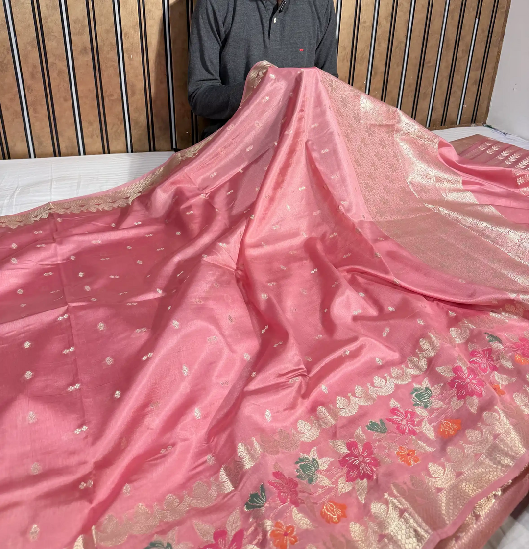 Light Mauve Raw Dupion Silk Contemporary Banarasi Saree
