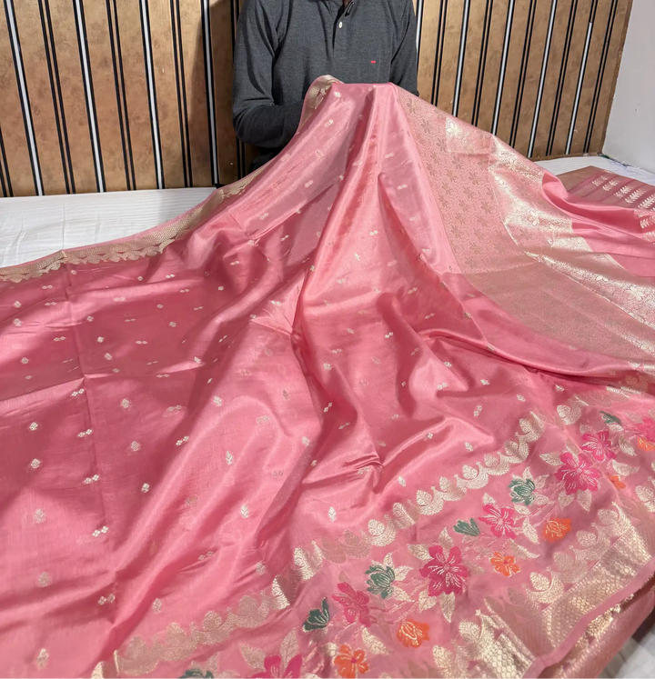 Light Mauve Raw Dupion Silk Contemporary Banarasi Saree