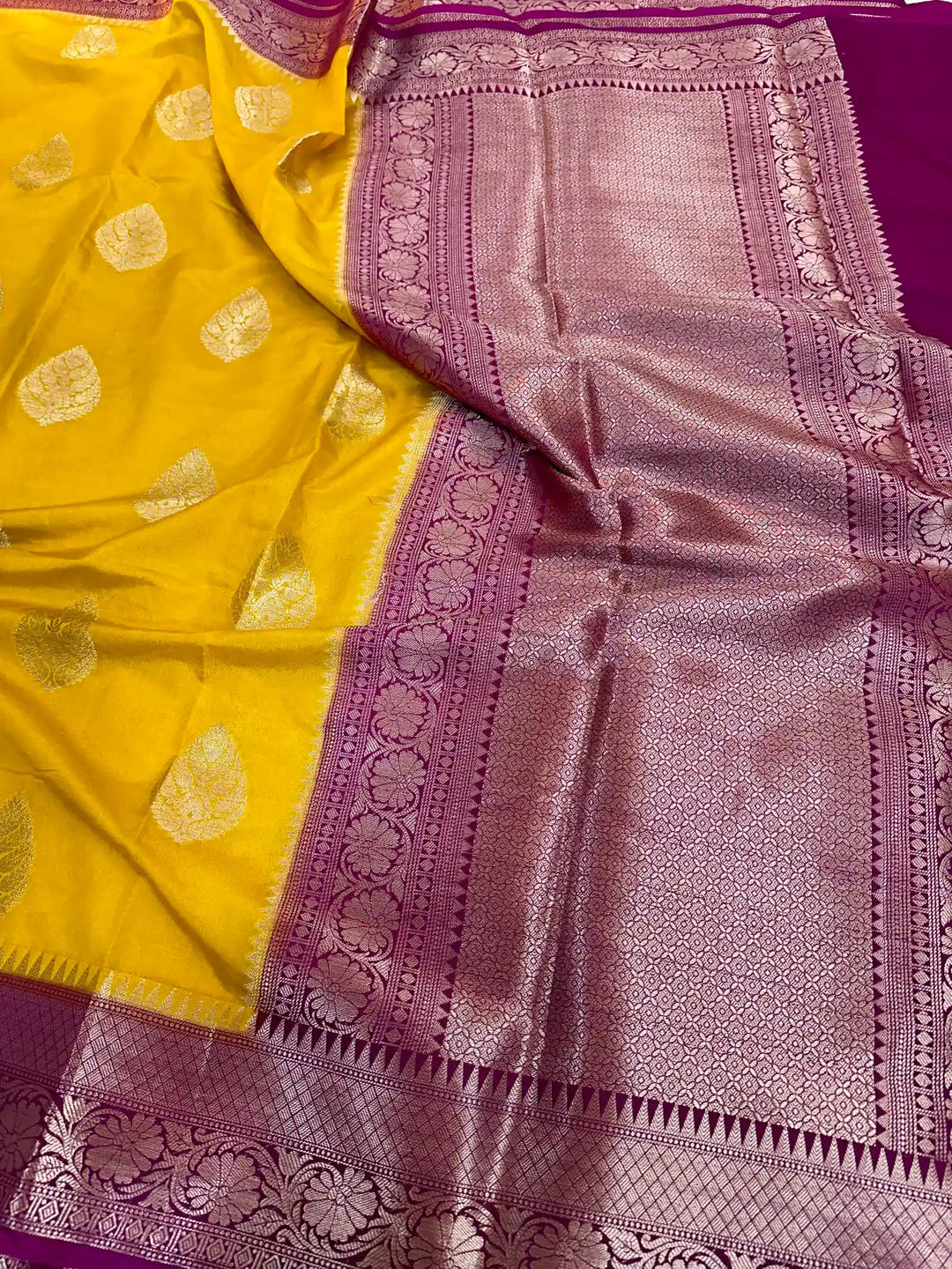 Light Mustard Chiniya Silk Banarasi Saree