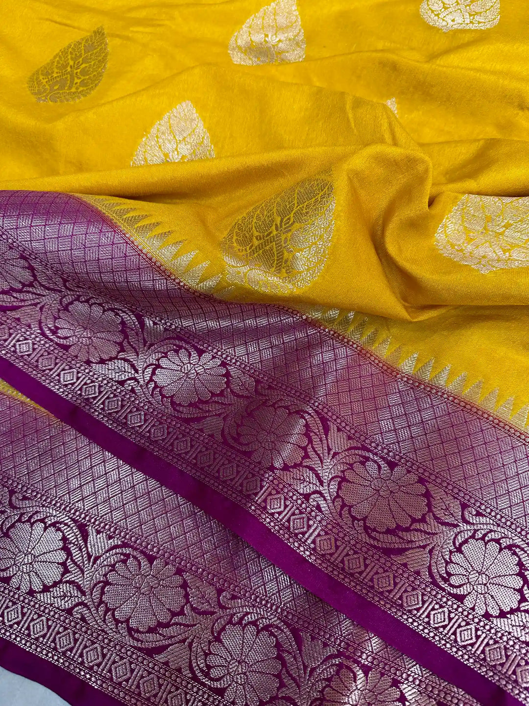 Light Mustard Chiniya Silk Banarasi Saree