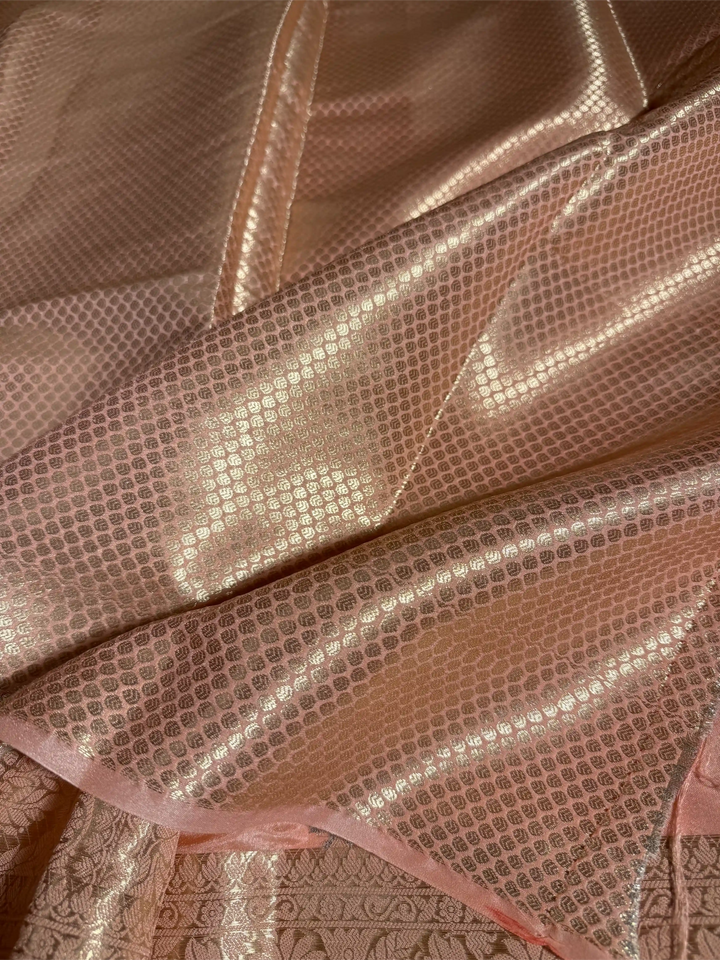 Light Peach Chiniya Silk Traditional Banarasi Saree