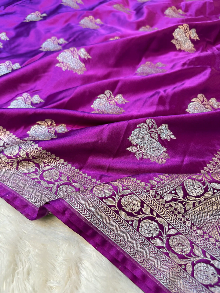 Light Purple Mashru Katan Silk Eccentric Banarasi Saree
