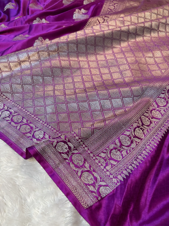Light Purple Mashru Katan Silk Eccentric Banarasi Saree