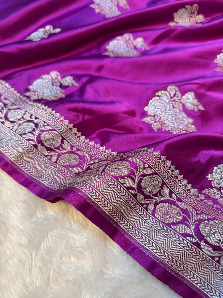 Light Purple Mashru Katan Silk Eccentric Banarasi Saree