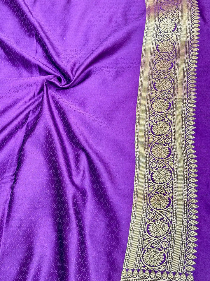 Light Purple Mashru Katan Silk Leheriya Weave Banarasi Saree