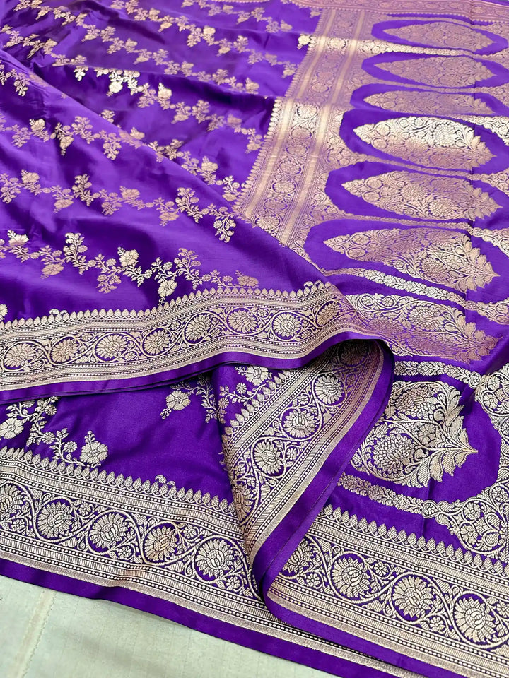 Light Purple Mashru Katan Silk Leheriya Weave Banarasi Saree