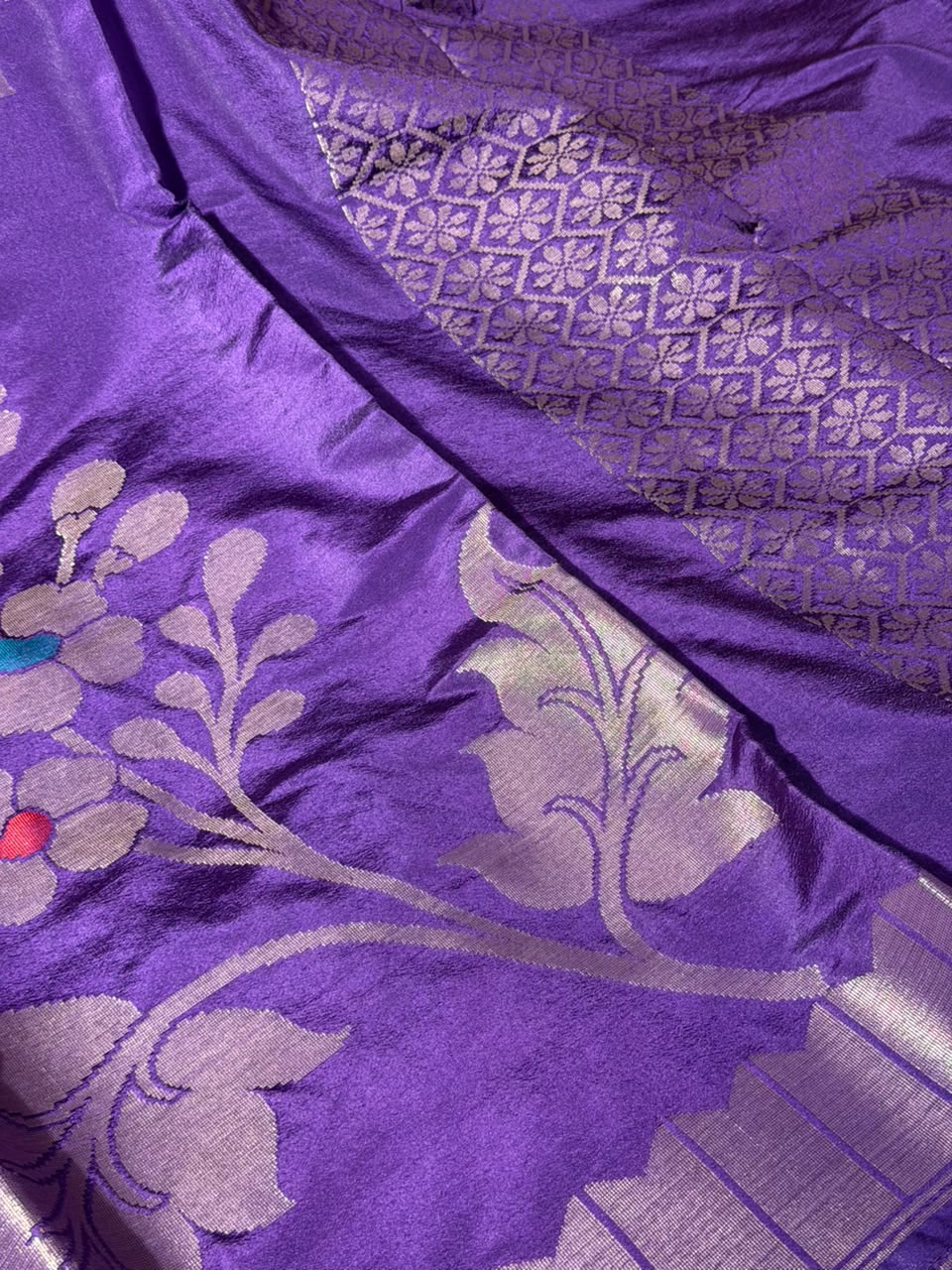 Light Purple Meenakari Chinia Silk Banarasi Saree