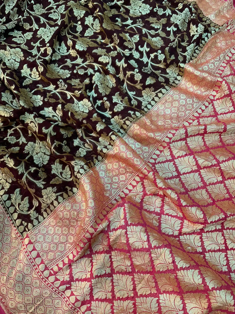 Light Brown Jaal Weave Khaddi Georgette Banarasi Saree
