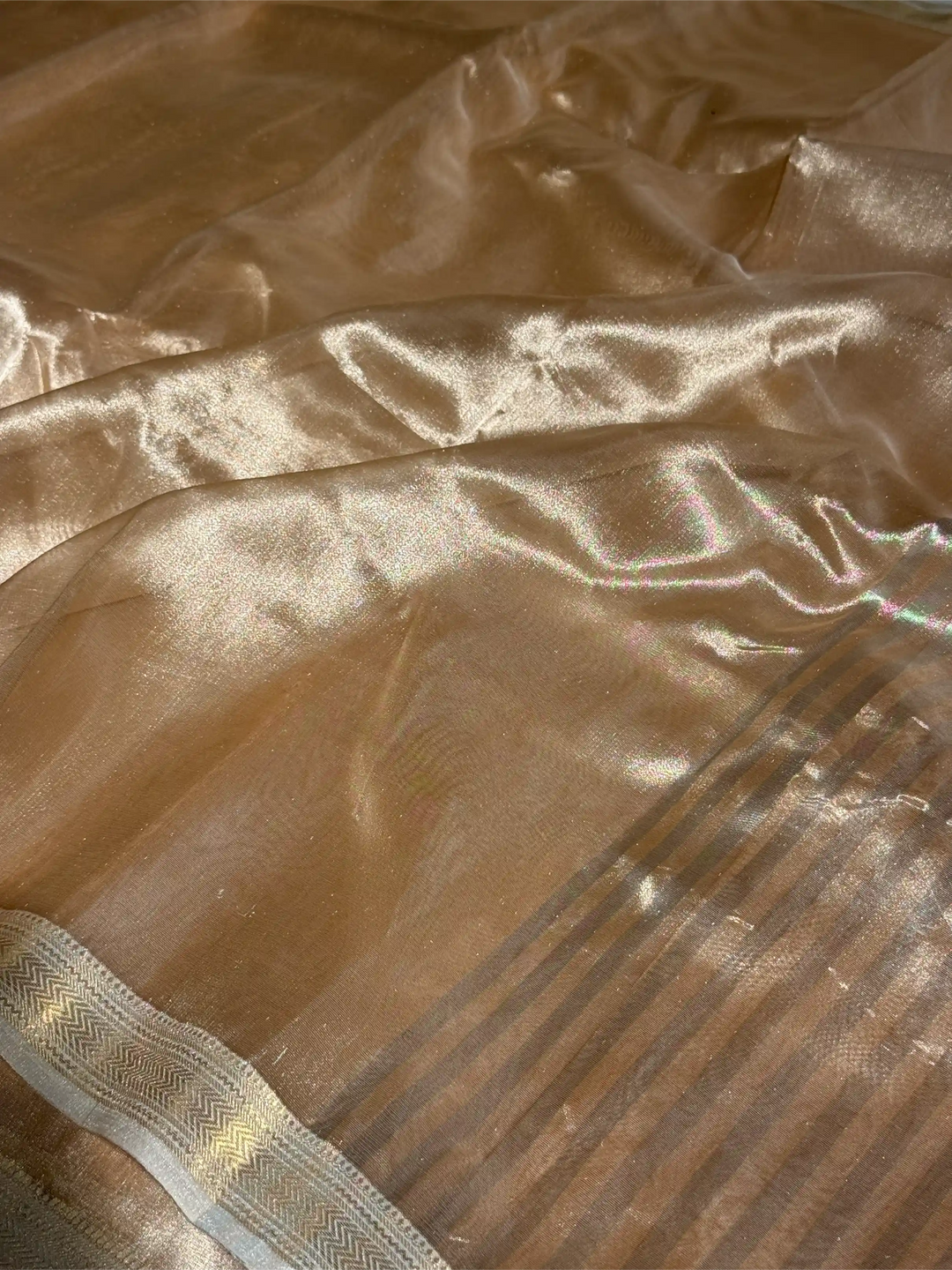 Light Gold Pure Tissue Silk Banarasi Saree