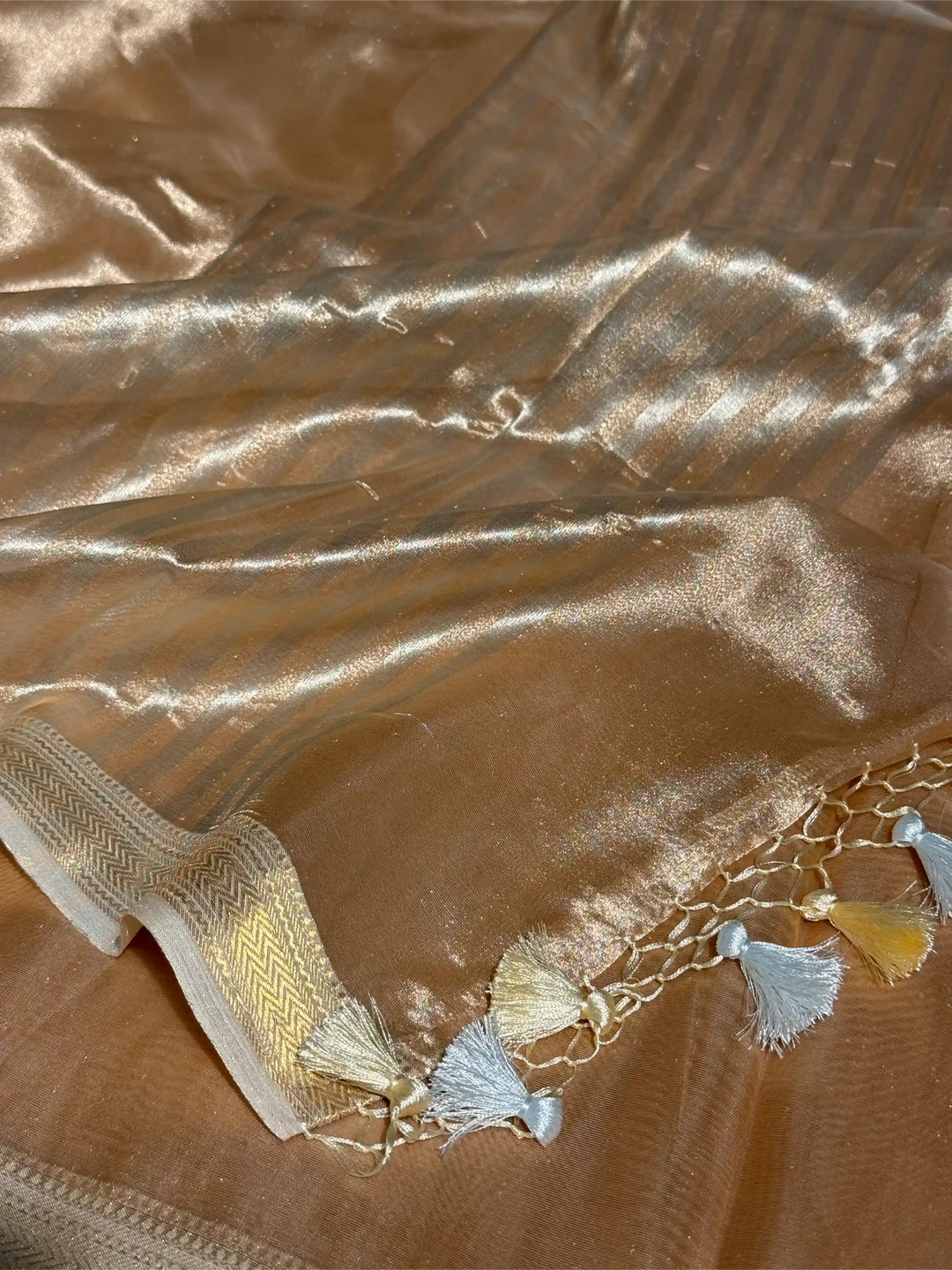 Light Gold Pure Tissue Silk Banarasi Saree