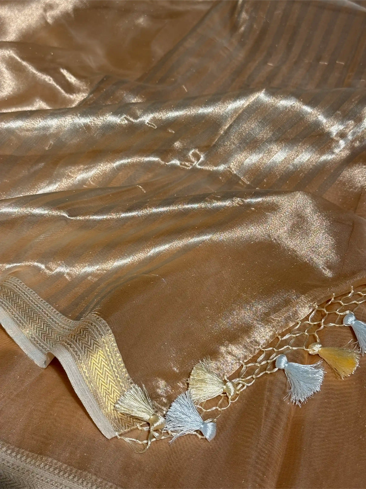 Light Gold Pure Tissue Silk Banarasi Saree
