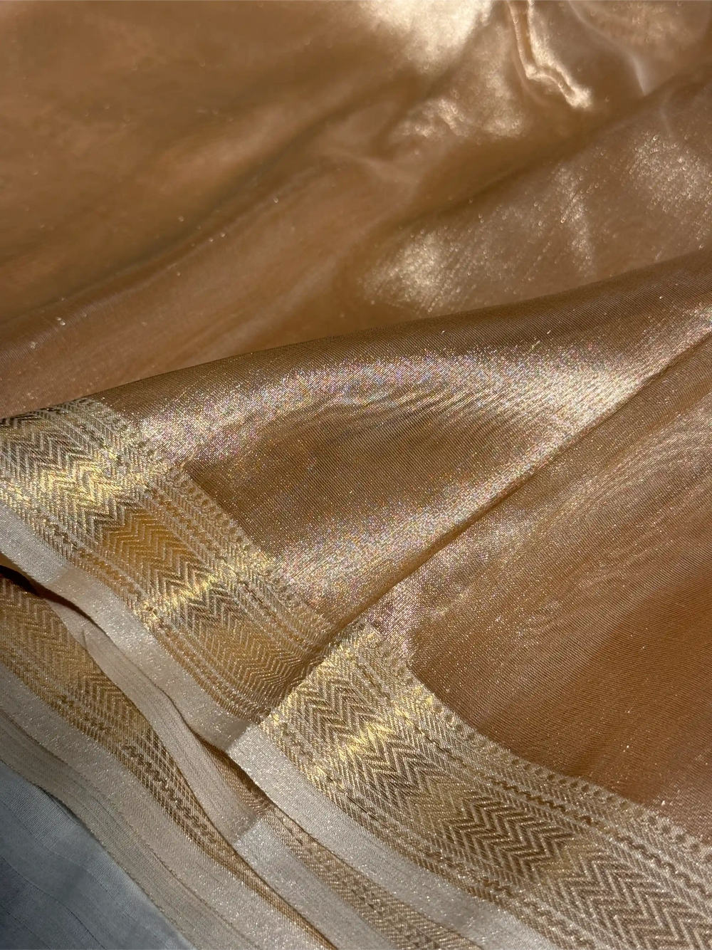 Light Gold Pure Tissue Silk Banarasi Saree