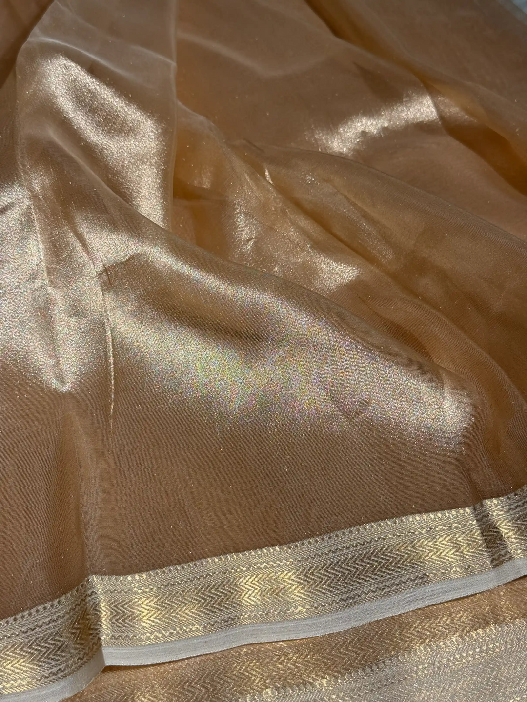 Light Gold Pure Tissue Silk Banarasi Saree