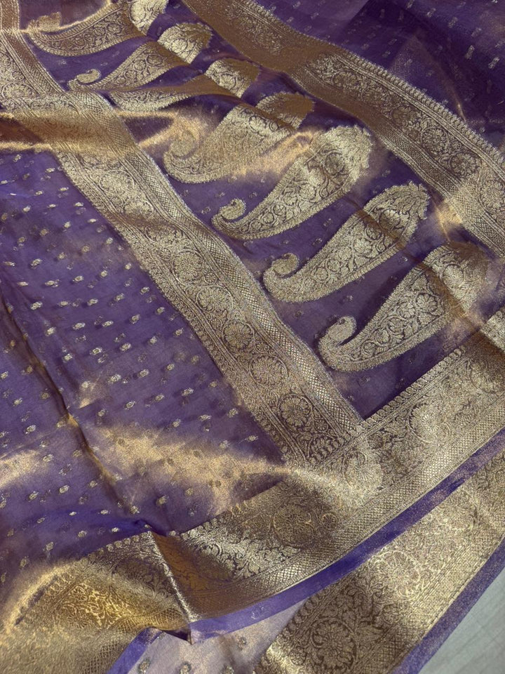 Light Lavender Pure Tissue Silk Eccentric Banarasi Saree