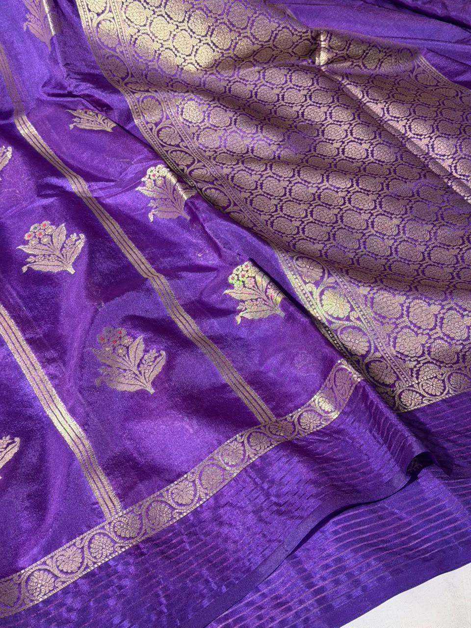 Light Purple Traditional Chinia Silk Banarasi Saree