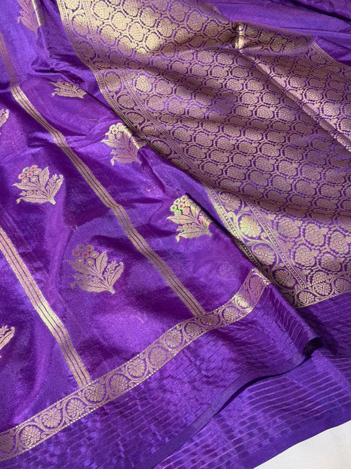 Light Purple Traditional Chinia Silk Banarasi Saree