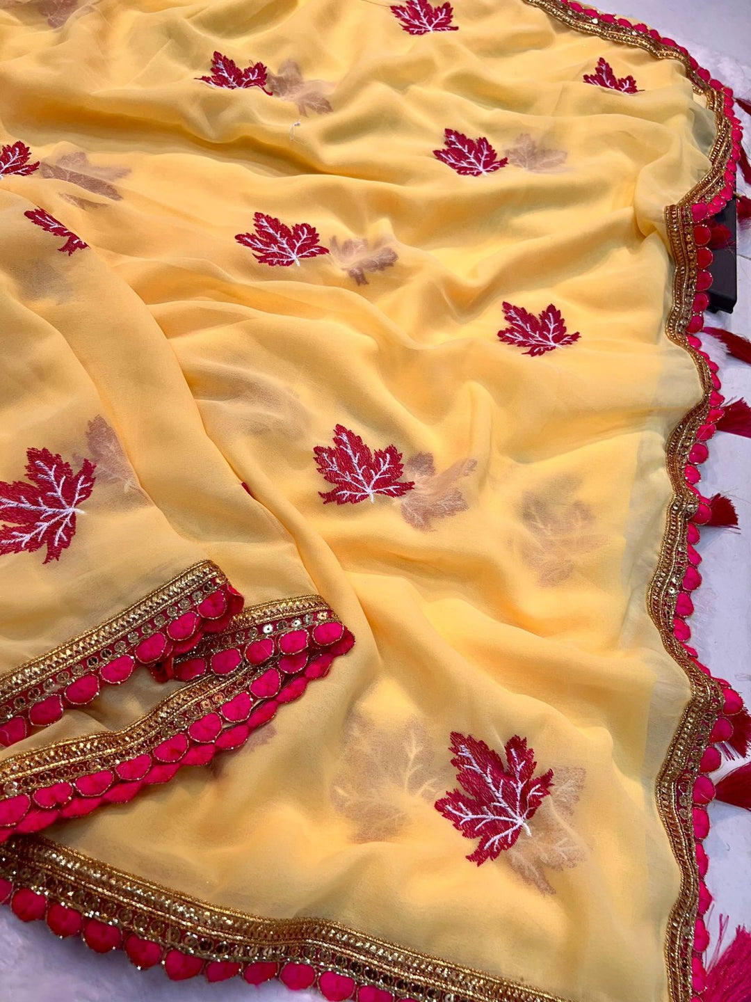 Light Yellow Designer Manish Malhotra Inspired Premium Georgette Silk