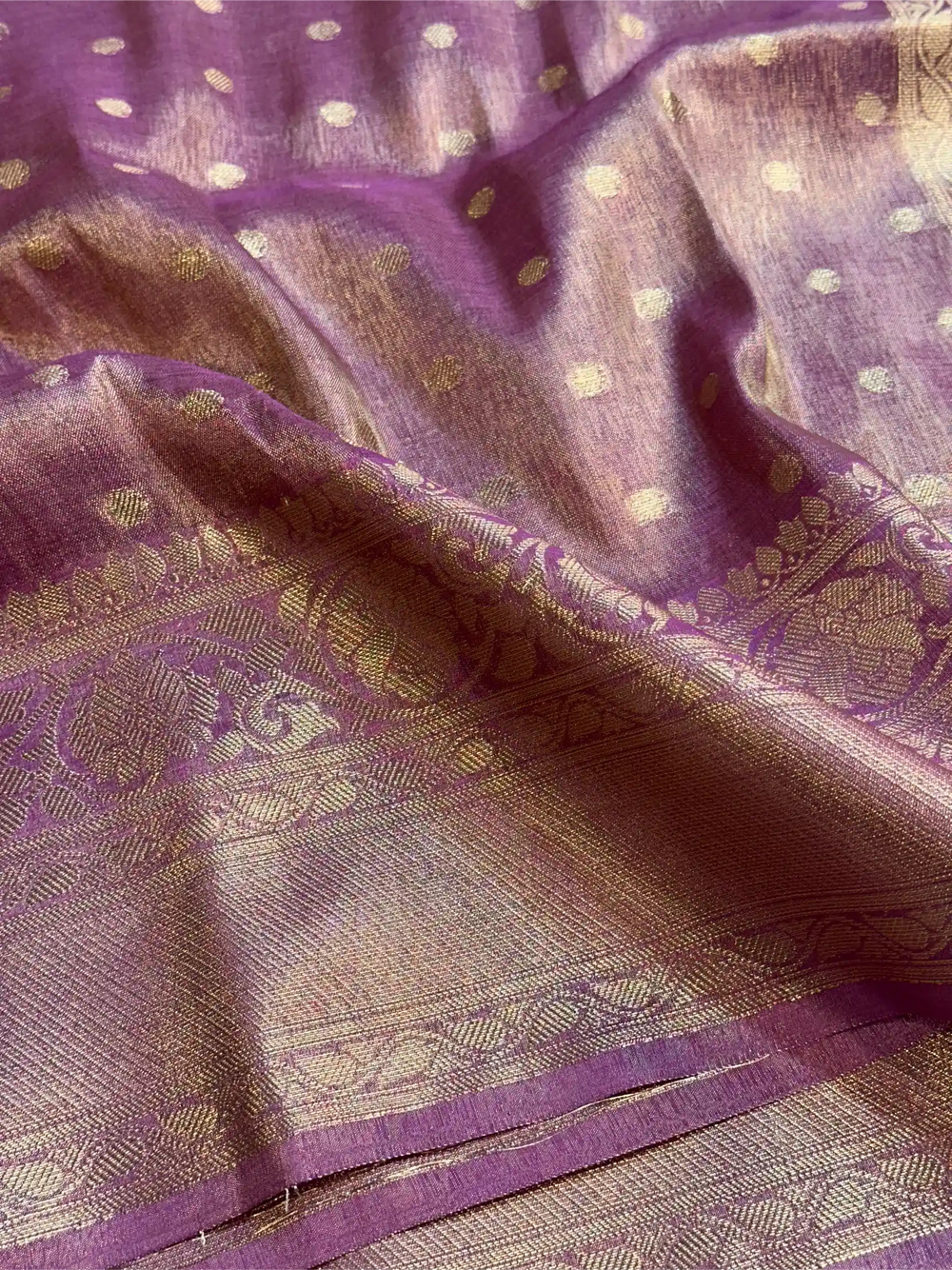 Lilac Pink Breathable Soft Tissue Silk Banarasi Saree