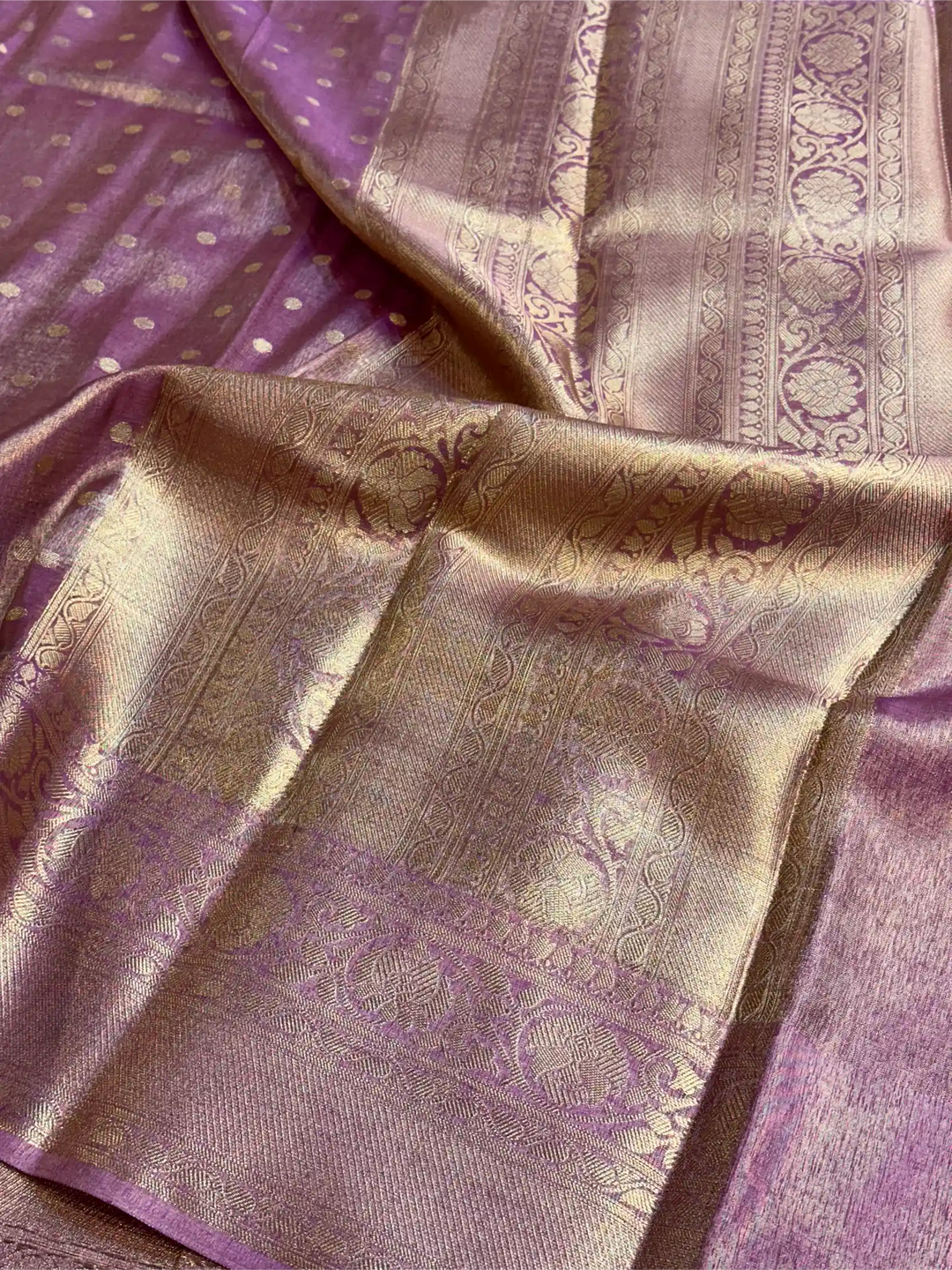 Lilac Pink Breathable Soft Tissue Silk Banarasi Saree