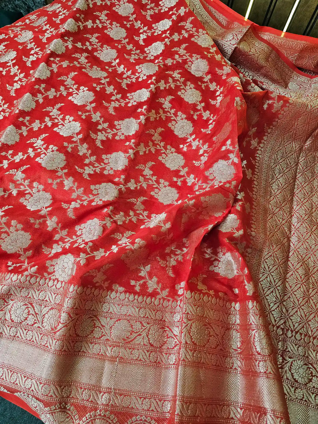 Limited Edition Red Crape Georgette Saree