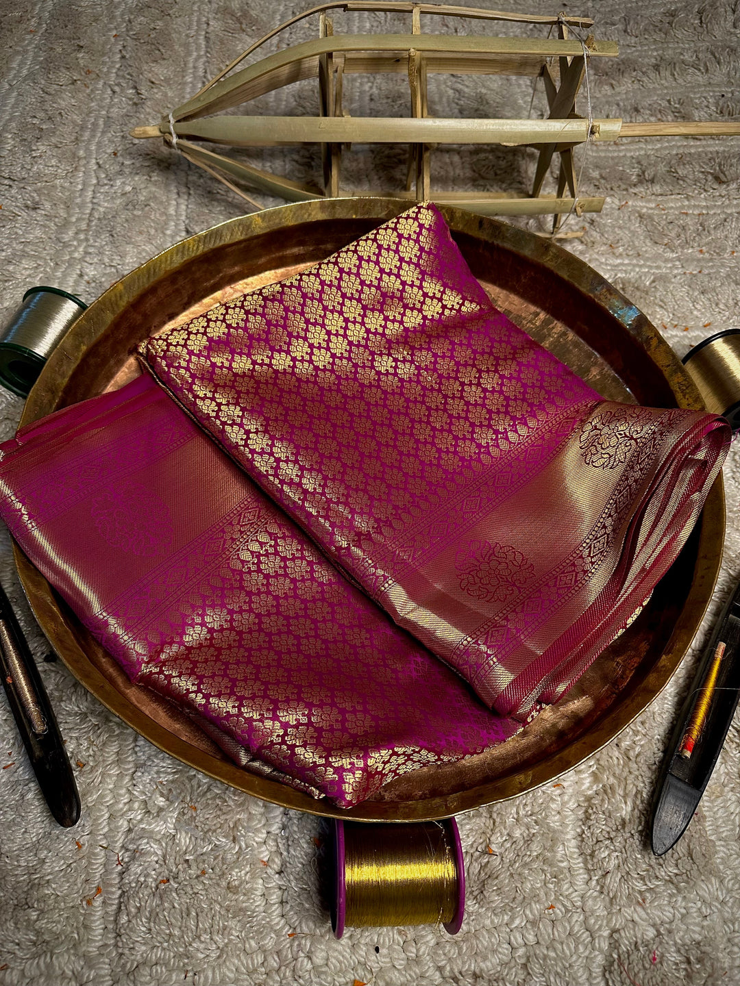 Magenta Kanjivaram Soft Silk Saree