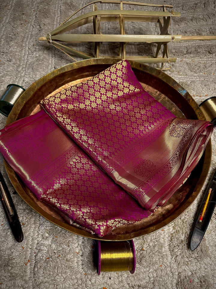 Magenta Kanjivaram Soft Silk Saree