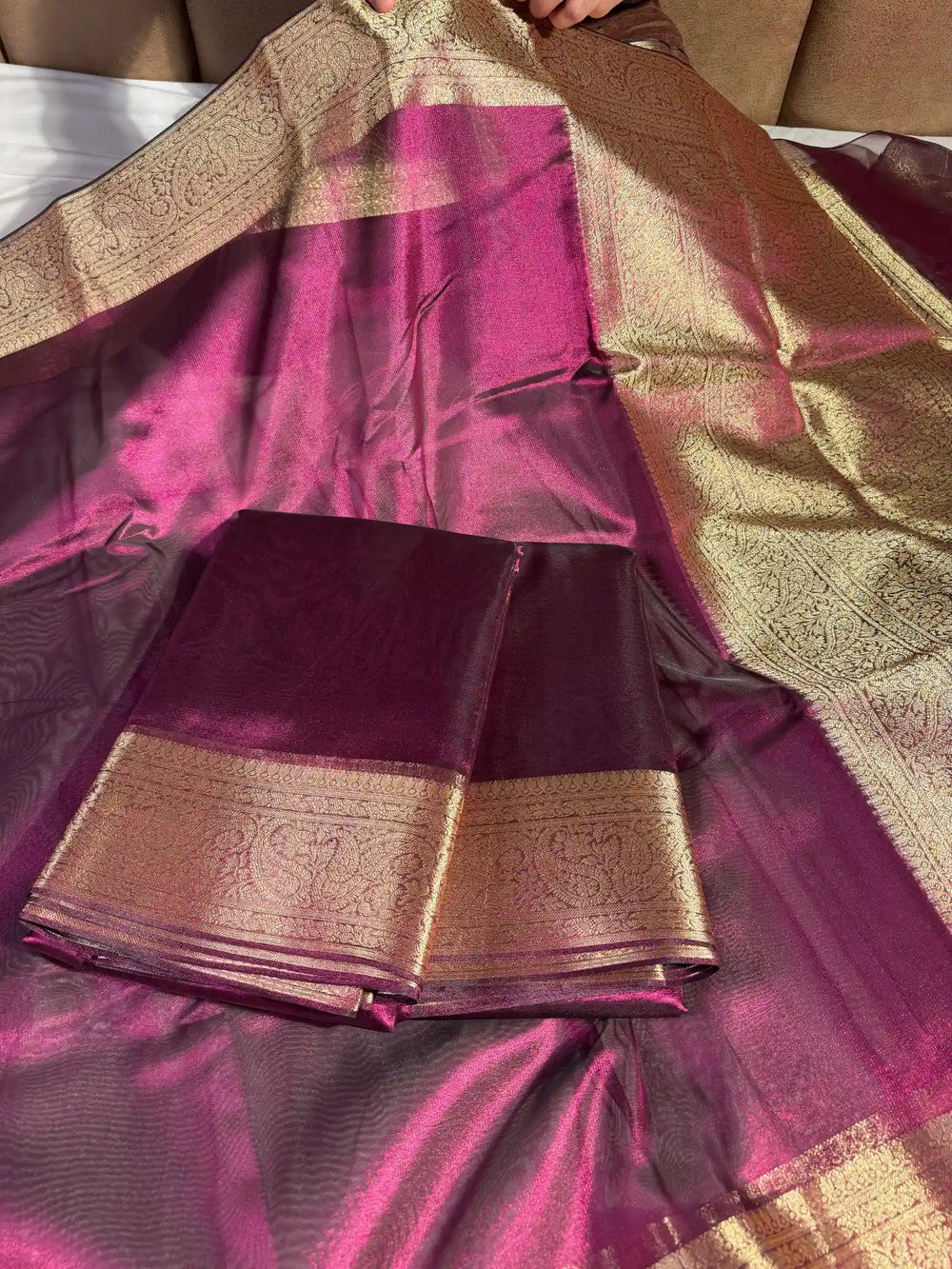 Magenta Tissue Silk Saree