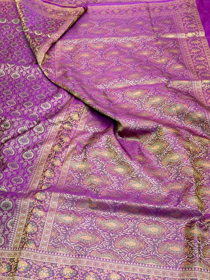 Majenta Mashru Katan Silk Banarasi Saree 