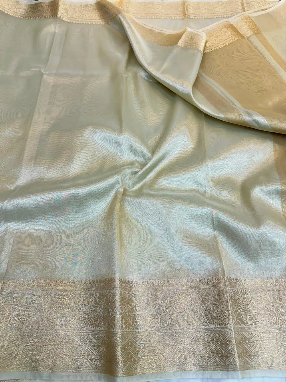 Water Gold colour Malaika Arora Inspired Tissue Silk Saree
