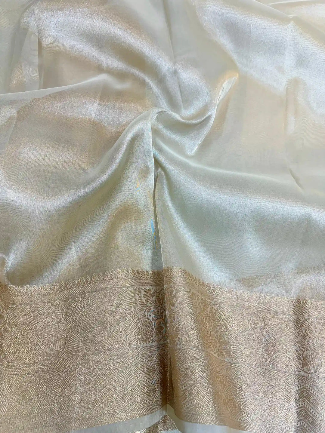 Water Gold colour Malaika Arora Inspired Tissue Silk Saree