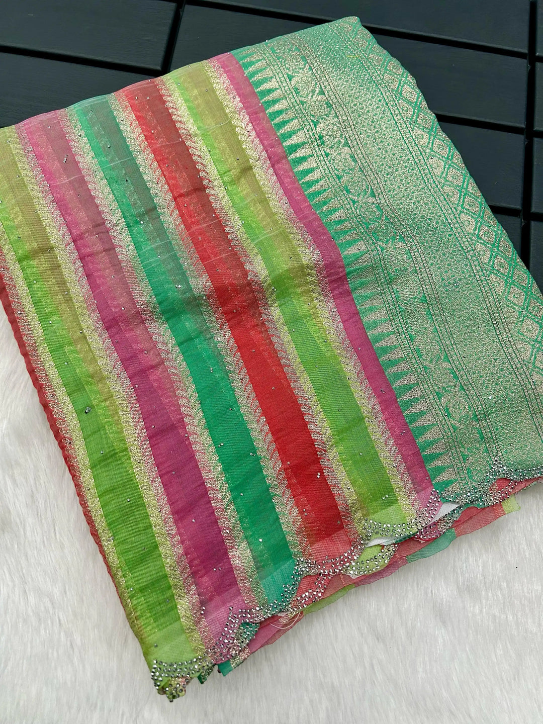 Manish Malhotra Inspired Sea Green Viscose Silk Saree