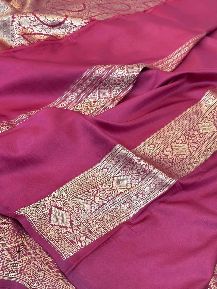 Maroon shade brocade weave pure katan silk saree