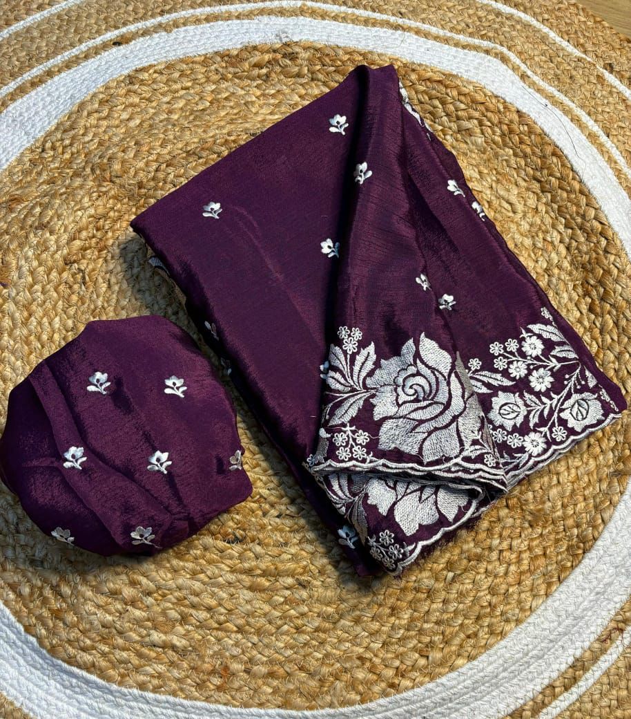Mashru Katan Silk Saree with Fancy Embroidery Work and Lace Work