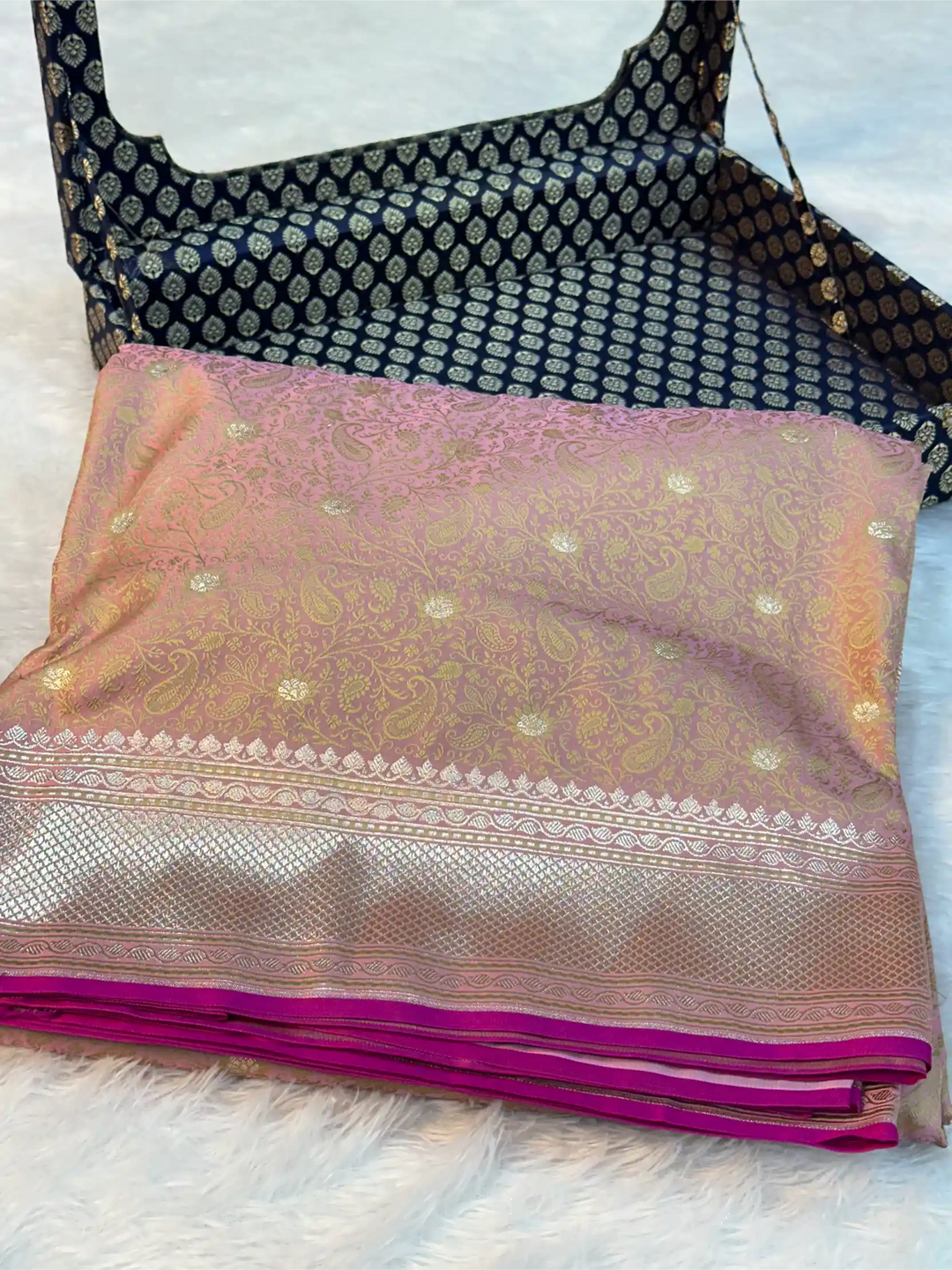 Mauve Pink Intricate Mashru Katan Silk Tanchoi Banarasi Saree