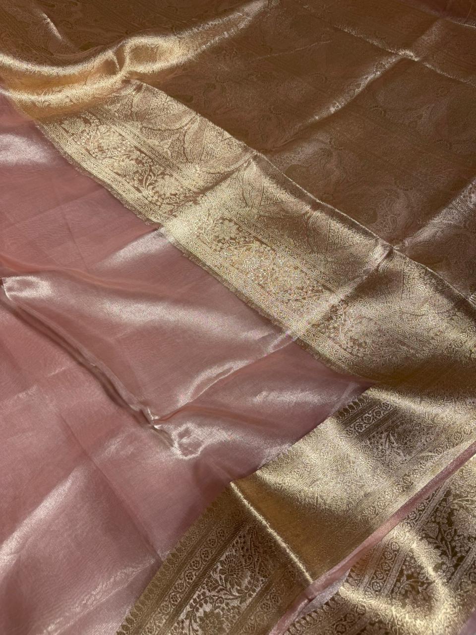 Mauve Pink Pure Tissue Silk Traditional Banarasi Saree