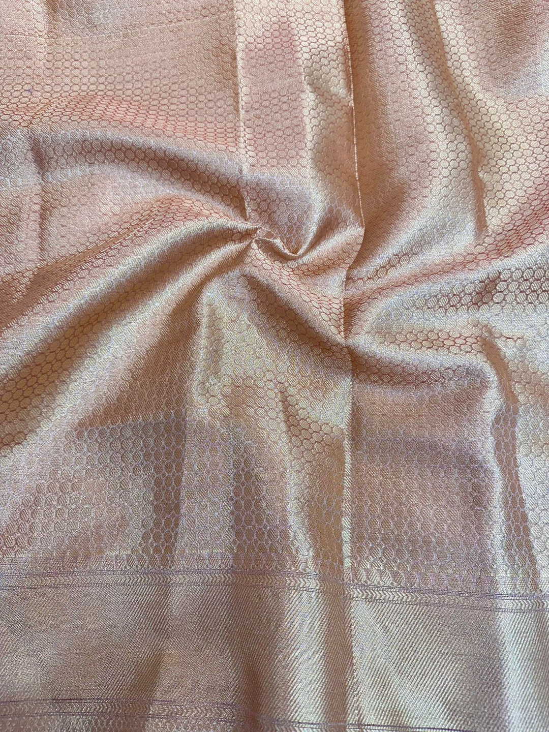 Mauve Pink Tissue Silk Lace Attached Banarasi Saree